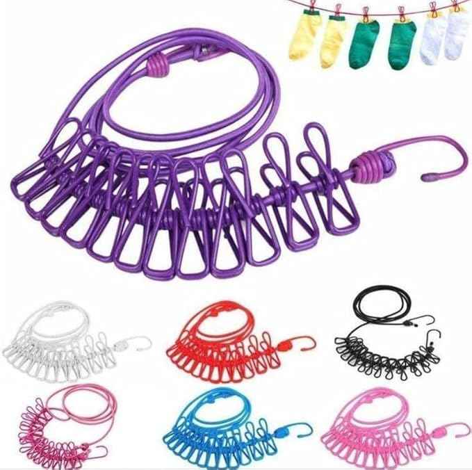 Cloth Drying Rope with Hooks – Retractable Laundry Line