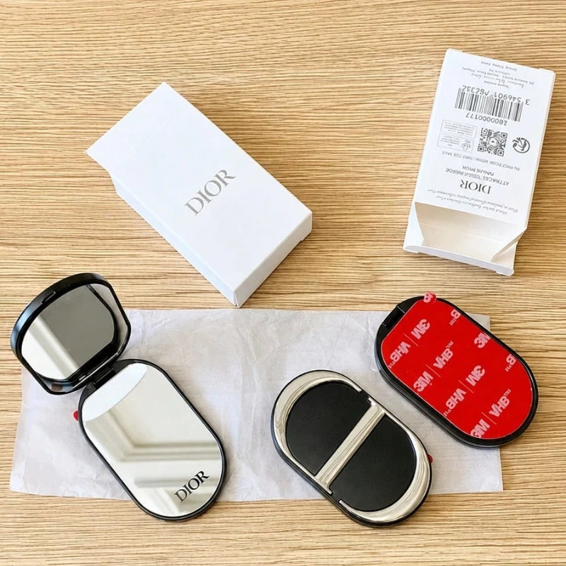 Dior Inspired Foldable Phone Stand with Mirror | 2-in-1 Phone Holder & Makeup Mirror | White, Black, Pink