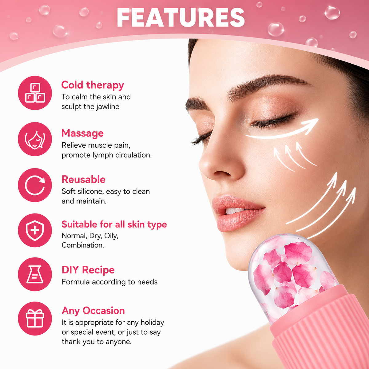 Face Glow Ice Roller - Cooling Facial Massager
