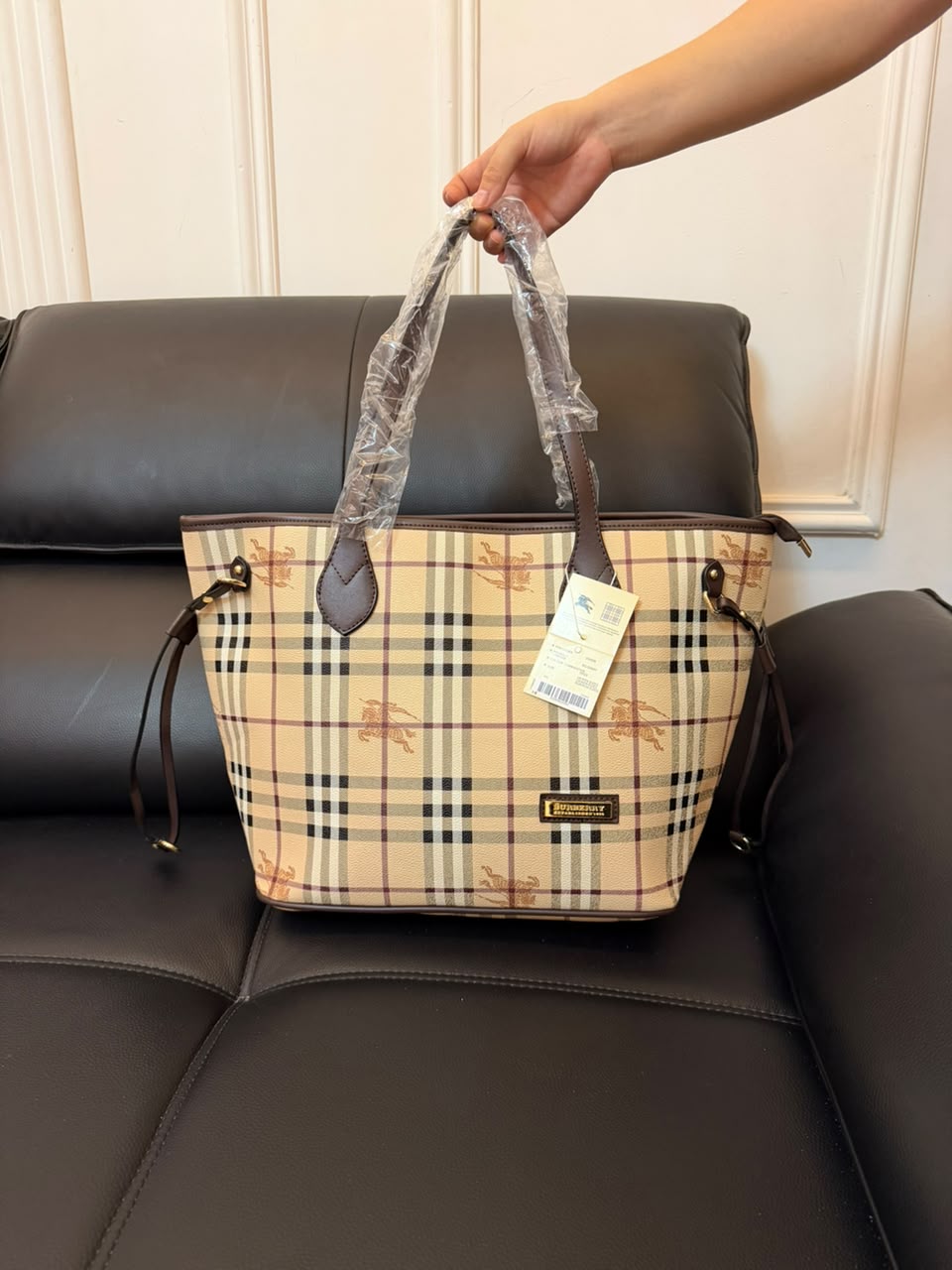 Burberry Inspired Tote Shopper Bag | Classic Check Design | 46×16×29cm