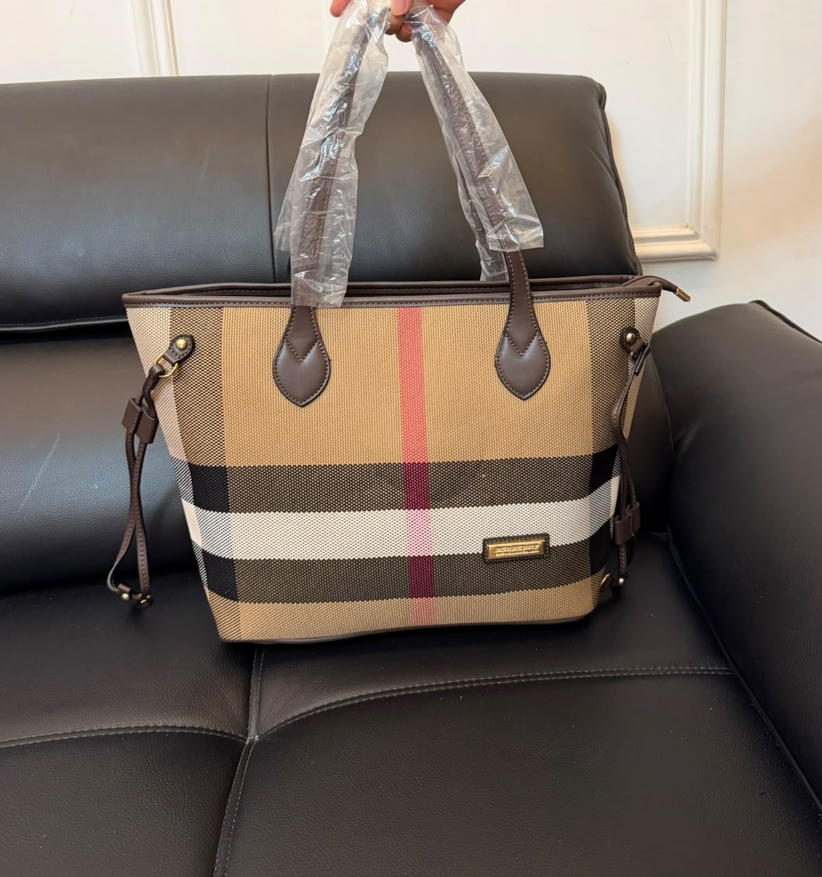 Burberry Inspired Tote Shopper Bag | Classic Check Design | 46×16×29cm