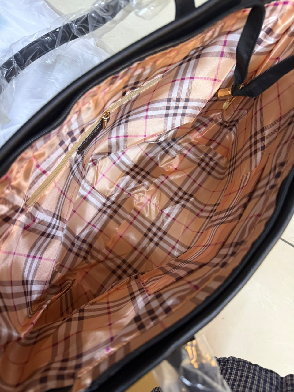 Burberry Inspired Tote Shopper Bag | Classic Check Design | 46×16×29cm