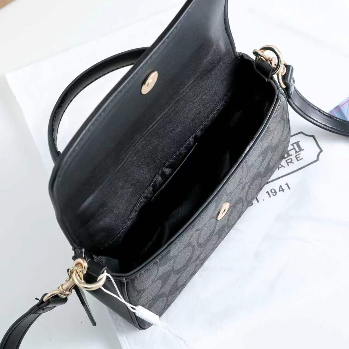 Coach 412 Structured Handbag | Classic Mini Bag with Box | 19×5×6cm