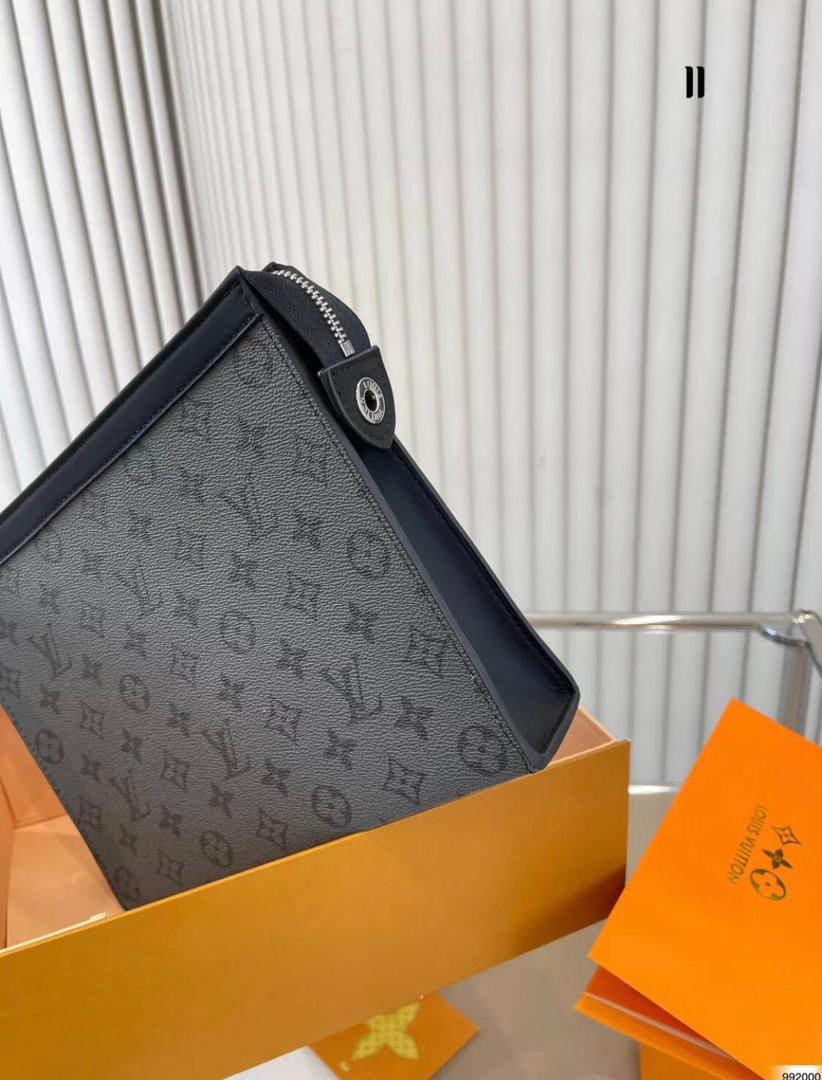 Monogram Canvas Men's Clutch Pouch | Luxury Designer-Style Zip Pouch with Gift Box | حقيبة كلاتش رجالي مونوغرام
