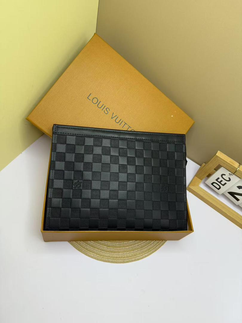 Monogram Canvas Men's Clutch Pouch | Luxury Designer-Style Zip Pouch with Gift Box | حقيبة كلاتش رجالي مونوغرام