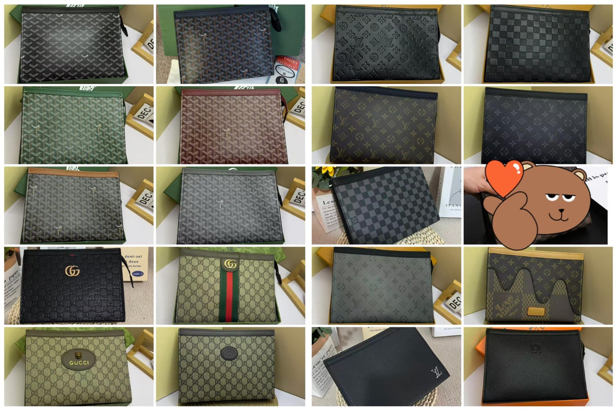 Monogram Canvas Men's Clutch Pouch | Luxury Designer-Style Zip Pouch with Gift Box | حقيبة كلاتش رجالي مونوغرام