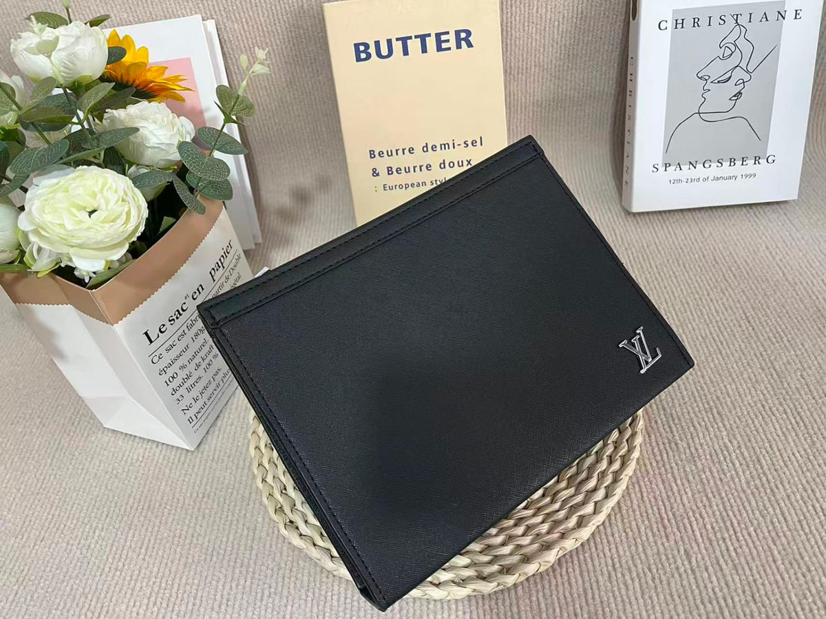 Monogram Canvas Men's Clutch Pouch | Luxury Designer-Style Zip Pouch with Gift Box | حقيبة كلاتش رجالي مونوغرام